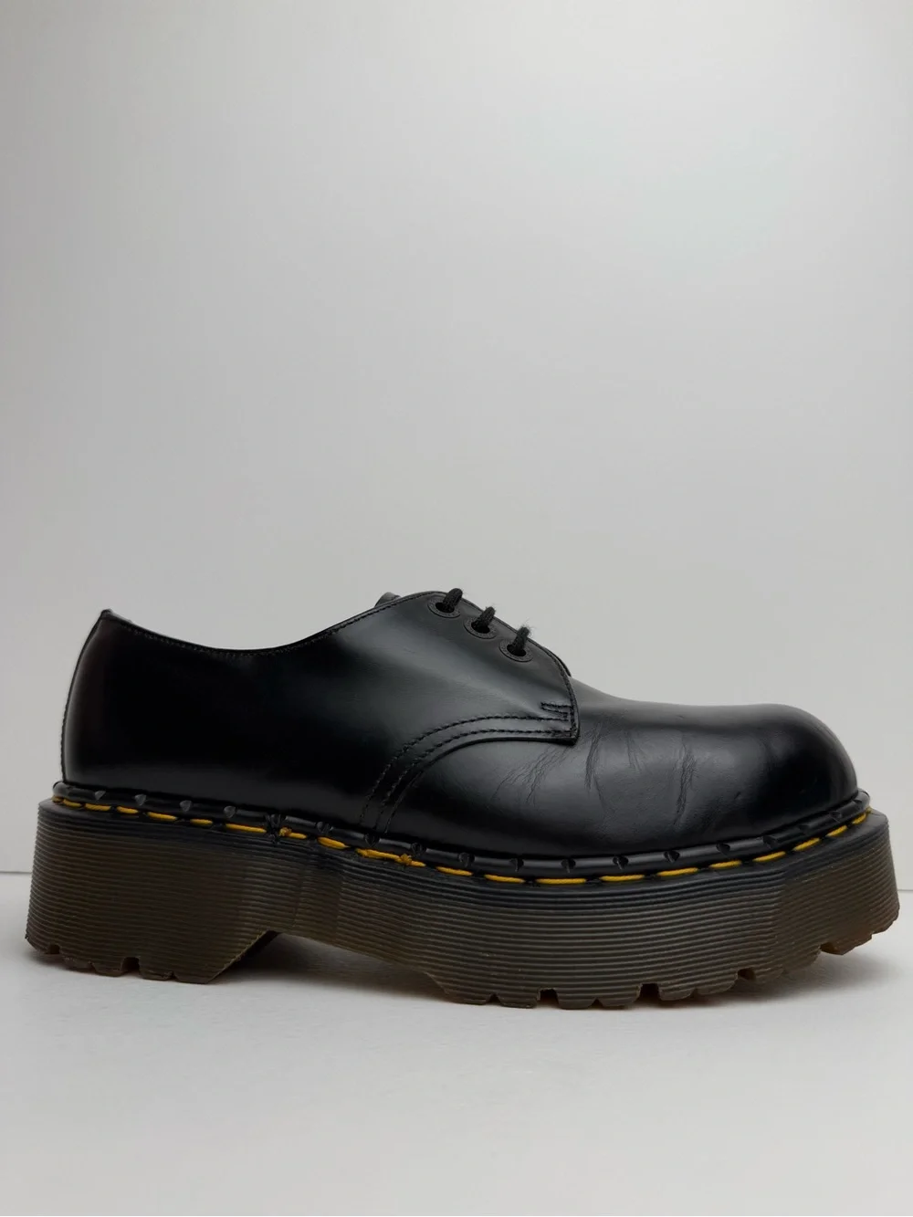 Vintage Dr. Martens Platform 1925 Black Leather Envy Quad England Oxfords UK 7